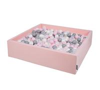 KiddyMoon Piscine À Balles pour Bébé Carré 120X30cm/600 Balles 7Cm Grande Fosses À Boules Jouet Enfant, Rose:Perle-Gris-Transparent-Rose Poudré