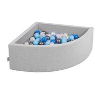 KiddyMoon Piscine À Balles pour Bébé Quart Angulaire 90X30cm/200 Balles 7Cm Fosses À Boules Jouet Enfant, Gris Clair:Perle/Bleu/Babyblue/Transparent/Argenté