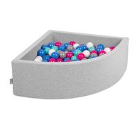 KiddyMoon Piscine À Balles pour Bébé Quart Angulaire 90X30cm/200 Balles 7Cm Fosses À Boules Jouet Enfant, Gris Clair: Blanc/Gris/Bleu/Rose/Turquoise Clair