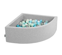 KiddyMoon Piscine À Balles pour Bébé Quart Angulaire 90X30cm/200 Balles 7Cm Fosses À Boules Jouet Enfant, Gris Clair: Perle/Gris/Transparent/Babyblue/Menthe