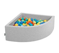 KiddyMoon Piscine À Balles pour Bébé Quart Angulaire 90X30cm/200 Balles 7Cm Fosses À Boules Jouet Enfant, Gris Clair:Vert CLR/Orange/Turq/Bleu/Babyblue/Jaun