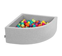 KiddyMoon Piscine À Balles pour Bébé Quart Angulaire 90X30cm/300 Balles 7Cm Fosses À Boules Jouet Enfant, Gris Clair: Vert Cl/Jaune/Turq/Orang/Rfoncé/Violet