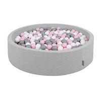 KiddyMoon Piscine À Balles pour Bébé Rond 120X30cm/200 Balles 7Cm Grande Fosses À Boules Jouet Enfant, Gris Clair: Blanc-Gris-Rose Poudré