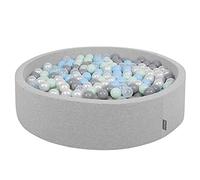 KiddyMoon Piscine À Balles pour Bébé Rond 120X30cm/300 Balles 7Cm Grande Fosses À Boules Jouet Enfant, Gris Cl:Perle-Gris-Transp-Babyblue-Menthe