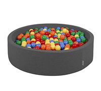 KiddyMoon Piscine À Balles pour Bébé Rond 120X30cm/600 Balles 7Cm Grande Fosses À Boules Jouet Enfant, Gris Foncé: Jaune-Vert-Bleu-Rouge-Orange