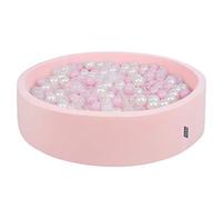 KiddyMoon Piscine À Balles pour Bébé Rond 120X30cm/600 Balles 7Cm Grande Fosses À Boules Jouet Enfant, Rose:Rose Poudré-Perle-Transparent