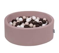 KiddyMoon Piscine À Balles pour Bébé Rond 90X30cm/200 Balles 7Cm Fosses À Boules Jouet Enfant, Béruée: Beige Pastel/Brun/Blanc