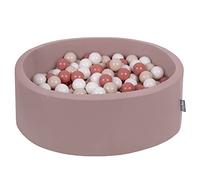 KiddyMoon Piscine À Balles pour Bébé Rond 90X30cm/200 Balles 7Cm Fosses À Boules Jouet Enfant, Béruée: Beige Pastel/Saumon/Blanc