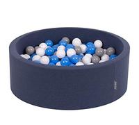 KiddyMoon Piscine À Balles pour Bébé Rond 90X30cm/200 Balles 7Cm Fosses À Boules Jouet Enfant, Bleu Foncé: Gris/Blanc/Bleu