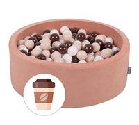 KiddyMoon Piscine À Balles pour Bébé Rond 90X30cm/200 Balles 7Cm Fosses À Boules Jouet Enfant, Café: Blanc/Beige Pastel/Brun