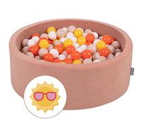 KiddyMoon Piscine À Balles pour Bébé Rond 90X30cm/200 Balles 7Cm Fosses À Boules Jouet Enfant, Été: Jaune/Orange/Beige Pastel/Blanc