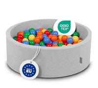 KiddyMoon Piscine À Balles pour Bébé Rond 90X30cm/200 Balles 7Cm Fosses À Boules Jouet Enfant, Gris Clair:Jaune/Vert/Bleu/Rouge/Orange