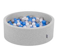 KiddyMoon Piscine À Balles pour Bébé Rond 90X30cm/200 Balles 7Cm Fosses À Boules Jouet Enfant, Gris Clair:Perle/Gris/Bleu