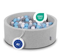 KiddyMoon Piscine À Balles pour Bébé Rond 90X30cm/200 Balles 7Cm Fosses À Boules Jouet Enfant, Gris Clair:Gris/Blanc/Transparent/Babyblue