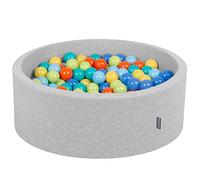 KiddyMoon 90X30cm-200 Balles 7Cm Piscine À Balles Pour Bébé Rond Fabriqué En UE, Gris Cl.:Vert Cl-Orange-Turq-Bleu-Babyblue-Jaune Gris