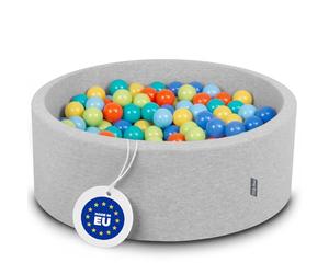 KiddyMoon Piscine À Balles pour Bébé Rond 90X30cm/200 Balles 7Cm Fosses À Boules Jouet Enfant, Gris Cl.:Vert Cl/Orange/Turq/Bleu/Babyblue/Jaune