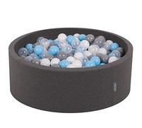 KiddyMoon Piscine À Balles pour Bébé Rond 90X30cm/200 Balles 7Cm Fosses À Boules Jouet Enfant, Gris Foncé: Gris/Blanc/Transparent/Babyblue