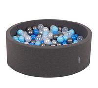 KiddyMoon Piscine À Balles pour Bébé Rond 90X30cm/200 Balles 7Cm Fosses À Boules Jouet Enfant, Gris Foncé:Perle/Bleu/Babyblue/Transparent/Argenté