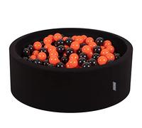 KiddyMoon Piscine À Balles pour Bébé Rond 90X30cm/300 Balles 7Cm Fosses À Boules Jouet Enfant, Ballon De Basket-Ball: Noir/Orange