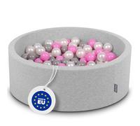 KiddyMoon Piscine À Balles pour Bébé Rond 90X30cm/300 Balles 7Cm Fosses À Boules Jouet Enfant, Gris Clair:Perle/Gris/Rose