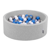 KiddyMoon Piscine À Balles pour Bébé Rond 90X30cm/300 Balles 7Cm Fosses À Boules Jouet Enfant, Gris Clair: Gris/Blanc/Bleu