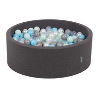KiddyMoon Piscine À Balles pour Bébé Rond 90X30cm/300 Balles 7Cm Fosses À Boules Jouet Enfant, Gris Foncé:Perle/Gris/Transparent/Baby Blue/Menthe