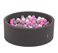 KiddyMoon Piscine À Balles pour Bébé Rond 90X30cm/300 Balles 7Cm Fosses À Boules Jouet Enfant, Gris Foncé: Gris/Blanc/Rose