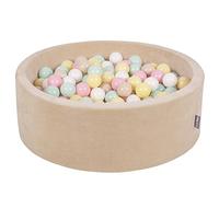 KiddyMoon Piscine À Balles pour Bébé Velours Rond 90X30cm/200 Balles 7Cm Fosses À Boules Jouet Enfant, Beige Sableux: Beige Pastel/Jaune Pastel/Blanc/Menthe/Rose Poudré