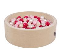 KiddyMoon Piscine À Balles pour Bébé Velours Rond 90X30cm/200 Balles 7Cm Fosses À Boules Jouet Enfant, Beige Sableux: Beige Pastel/Rose Poudré/Perle/Rose Foncé