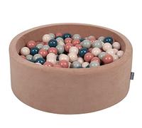 KiddyMoon Piscine À Balles pour Bébé Velours Rond 90X30cm/200 Balles 7Cm Fosses À Boules Jouet Enfant, Rose des Sables: Turquoise Foncé/Beige Pastel/Vert De Gris/Saumon
