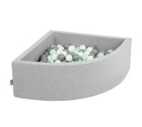 KiddyMoon Piscine à Balles Quart d'angle 90x30cm avec 200 Balles 7cm Bac à Balles en Mousse pour Bébé et Tout-Petit - Gris Clair: Blanc Gris Menthe