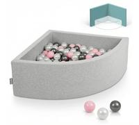 KiddyMoon Piscine à Balles Quart d'angle 90x30cm avec 200 Balles 7cm Bac à Balles en Mousse pour Bébé et Tout-Petit - Gris Clair: Perle Rose Poudré Argent