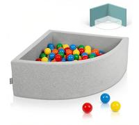 KiddyMoon Piscine À Balles pour Bébé Quart Angulaire 90X30cm/300 Balles 7Cm Fosses À Boules Jouet Enfant, Gris Clair: Jaune/Vert/Bleu/Rouge/Orange