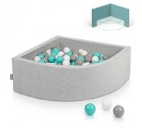 KiddyMoon Piscine à Balles Quart d'angle 90x30cm avec 300 Balles 7cm Bac à Balles en Mousse pour Bébé et Tout-Petit - Gris Clair: Blanc Gris Turquoise Clair
