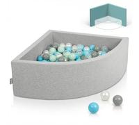 KiddyMoon Piscine à Balles Quart d'angle 90x30cm avec 300 Balles 7cm Bac à Balles en Mousse pour Bébé et Tout-Petit - Gris Clair: Perle Gris Transparent Babyblu Menthe