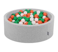 KiddyMoon Piscine À Balles Ronde Bébé Et Enfant À Partir De 8 Mois 90X30cm/300 Balles Ø 7 Cm Bassin en Mousse Douce Housse Amovible en Coton avec Fermeture Éclair, Irlande:Vert/Blanc/Orange
