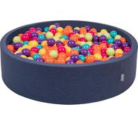KiddyMoon Piscine ronde à balles 120x30cm/1000 balles ∅ Boules de 7 cm Boules colorées pour bébés à jouer dans le bain pour les tout-petits, fabriquées en UE, bleu foncé:vert clair/jaune/turquoise/ora