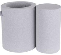 KiddyMoon Playground Mousse de velours avec balle ronde en velours Balle de bain pour bébé Course d'obstacles dans le bain, fabriquée dans l'UE, tonneau/col, gris clair