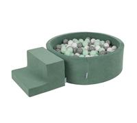 KiddyMoon Playground Velvet Foam With Velvet Round Ball Bath Ball Bath (100 Balls) + Stuff Ball Pits For Babies Play Bath Obstacle Course, the EU, Forest Green : Blanc/Gris/Menthe