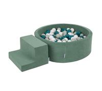 KiddyMoon Playground Velvet Foam With Velvet Round Ball Bath Ball Bath (100 Balls) + Stuff Ball Pits For Babies Play Bath Obstacle Course, the EU, Dark Turquoise/Green Grey/White