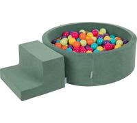 KiddyMoon Playground Velvet Foam With Velvet Round Ball Bath Ball Bath (100 Balls) + Stuff Ball Pits For Babies Play Bath Obstacle Course, the EU, Light Green/Yellow/Turquoise/Orange/Dun