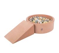 KiddyMoon Playground Velvet Foam With Velvet Round Ball Bath Ball Bath (200 Balls) + Gusset Ball Pits For Babies Play Bath Obstacle Course, the EU, Desert Pink : Pastel Beige/Green Grey
