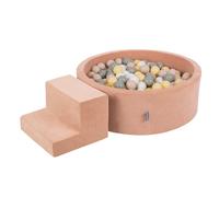 KiddyMoon Playground Velvet Foam With Velvet Round Ball Bath Ball Bath (200 Balls) + Stuff Ball Pits For Babies Play Bath Obstacle Course, the EU, Desert Pink : Beige/vert pastel