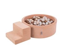 KiddyMoon Playground Velvet Foam With Velvet Round Ball Bath Ball Bath (200 Balls) + Stuff Ball Pits For Babies Play Bath Obstacle Course, the EU, Desert Pink : Pastel Beige/Cuivre