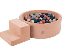 KiddyMoon Playground Velvet Foam With Velvet Round Ball Bath Ball Bath (200 Balls) + Stuff Ball Pits For Babies Play Bath Obstacle Course, the EU, Desert Pink : Turquoise foncé/Pastel