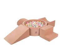 KiddyMoon Playground Velvet Foam With Velvet Round Ball Bath Ball Bath (200 Balls) + verzia 5 Ball Pits For Babies Play Bath Obstacle Course, the EU, Desert Pink : Pastel Beige/Paste