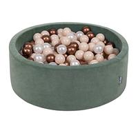 KiddyMoon pour Bébés Piscine à Balles Velours Ronde 90x30 avec 200 Balles 7cm Aire de Jeu Enfants Plaisir Vert Forêt - Beige Pastel Cuivre Perle