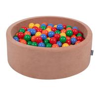 KiddyMoon Round Ball Pool Velvet Ball Pool 90x30cm/200 balles ∅ 7 cm fosses à balles pour les bébés pour jouer dans le bain des tout-petits, EU, Desert Roses : Yellow/Green/Blue/Red/Orange