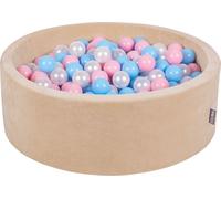 KiddyMoon Round Ball Pool Velvet Ball Pool 90X30cm/200 balles ∅ 7Cm fosse à balles pour les bébés pour jouer dans le bain des tout-petits, fabriqué en UE, beige sable : Bleu bébé/rose poudre
