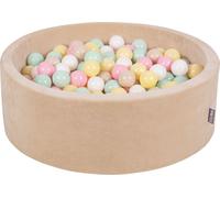 KiddyMoon Round Ball Pool Velvet Ball Pool 90X30cm/200 balles ∅ Fosse à balles de 7cm pour les bébés pour jouer dans le bain des tout-petits, fabriqué en UE, beige sable : beige pastel/pastel